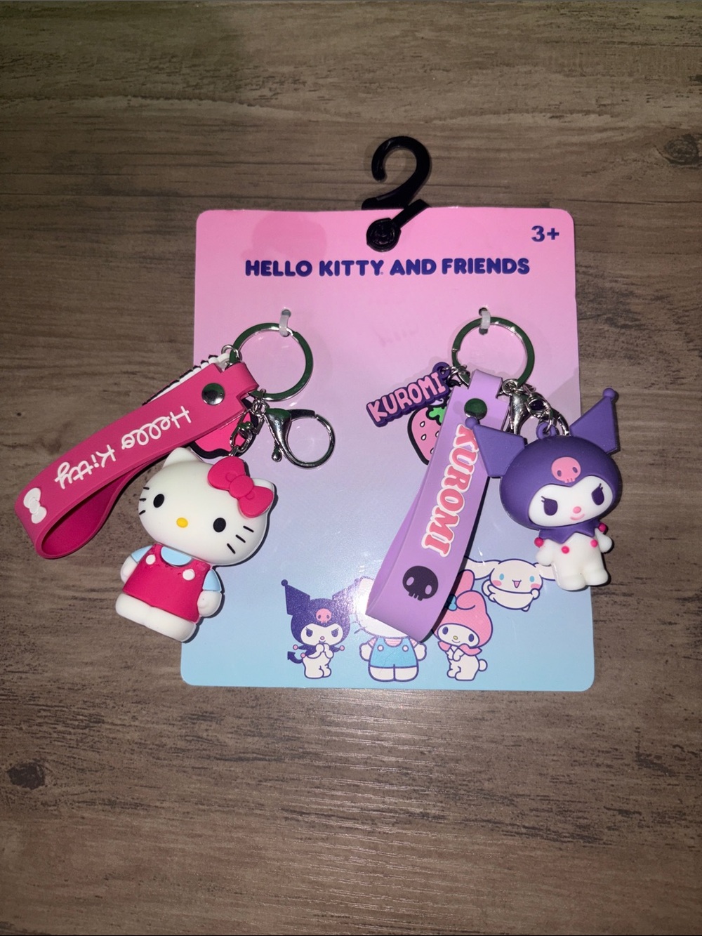🆕💜 Sanrio Hello Kitty & Kuromi 2pc Wristlet Keychain Bag Charm Set NWT